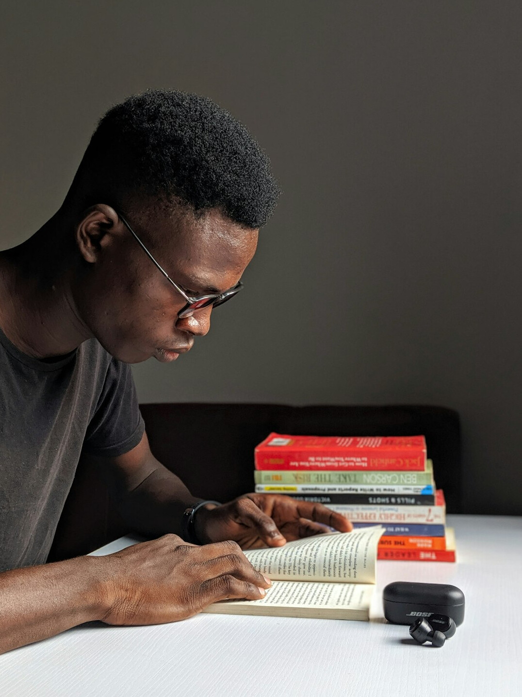 person studying finance books