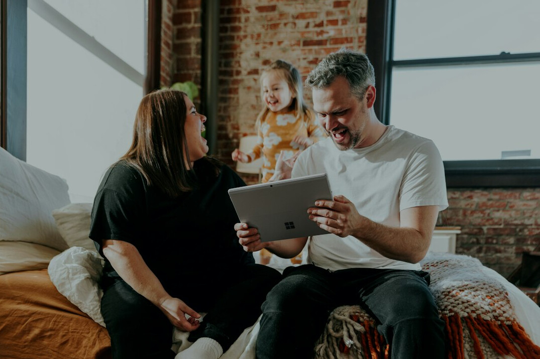 family discussing household budget